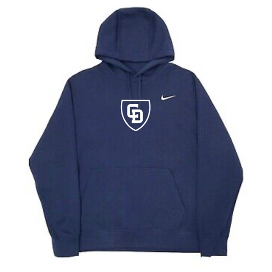 Nike® Club Fleece Sleeve Swoosh Pullover Hoodie Shield NAVY (Y)